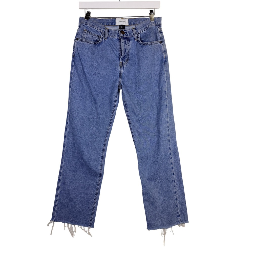 Current Elliott The Original Straight Jeans Prep Blue Raw Hem Minimalist Premium